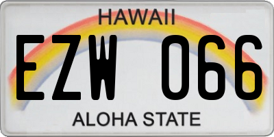 HI license plate EZW066