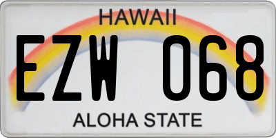 HI license plate EZW068