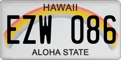 HI license plate EZW086