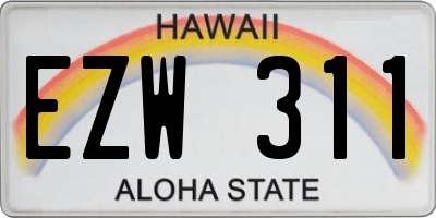 HI license plate EZW311