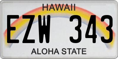 HI license plate EZW343