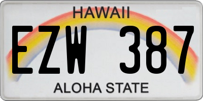 HI license plate EZW387