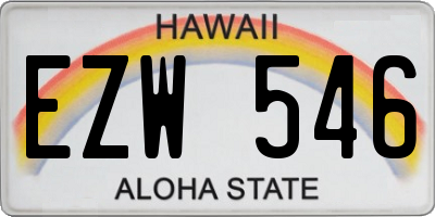 HI license plate EZW546