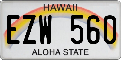 HI license plate EZW560