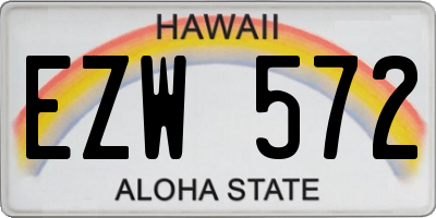 HI license plate EZW572