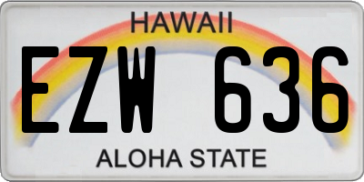 HI license plate EZW636