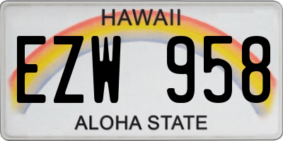 HI license plate EZW958