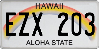 HI license plate EZX203