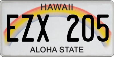 HI license plate EZX205