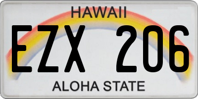 HI license plate EZX206