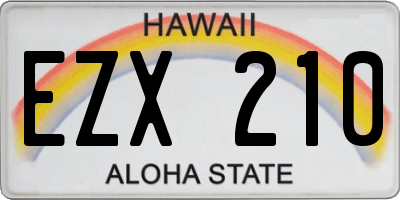 HI license plate EZX210
