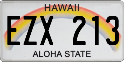 HI license plate EZX213