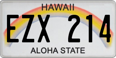 HI license plate EZX214