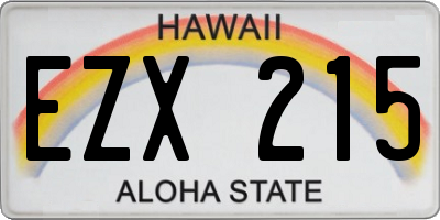 HI license plate EZX215