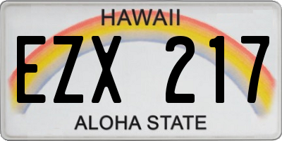 HI license plate EZX217