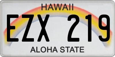 HI license plate EZX219