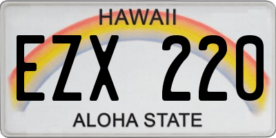 HI license plate EZX220