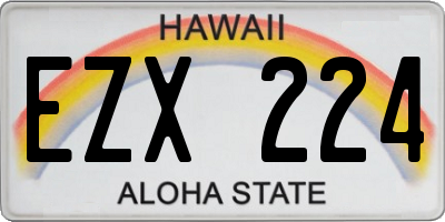 HI license plate EZX224