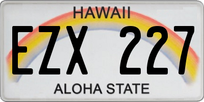 HI license plate EZX227