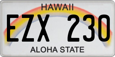 HI license plate EZX230