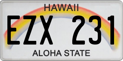 HI license plate EZX231