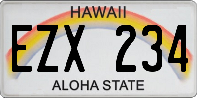HI license plate EZX234