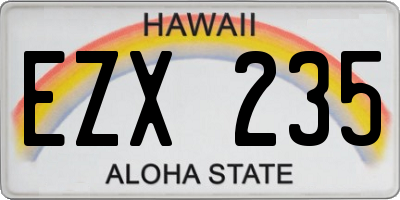 HI license plate EZX235