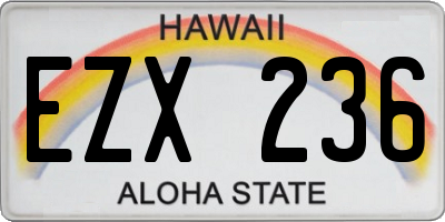 HI license plate EZX236