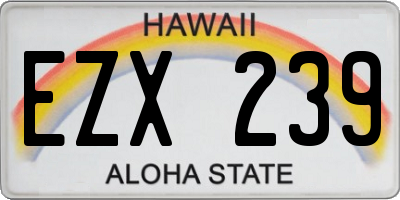 HI license plate EZX239