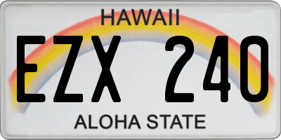 HI license plate EZX240