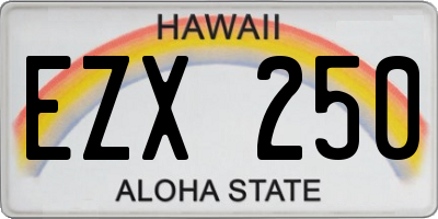 HI license plate EZX250