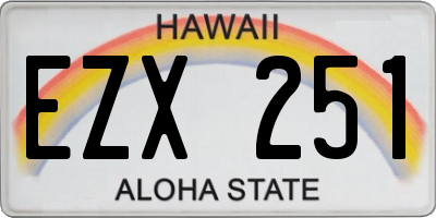 HI license plate EZX251