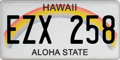HI license plate EZX258