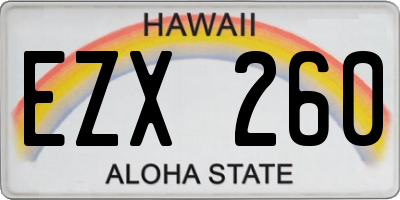 HI license plate EZX260