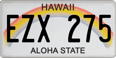 HI license plate EZX275
