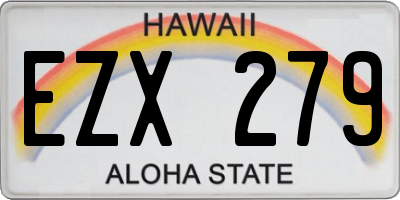 HI license plate EZX279
