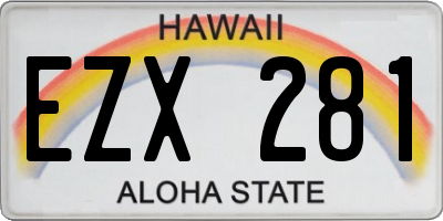 HI license plate EZX281