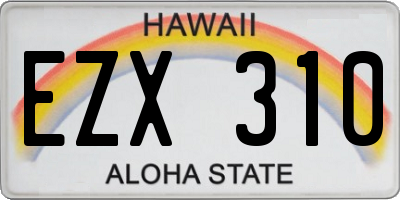 HI license plate EZX310