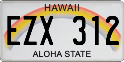 HI license plate EZX312