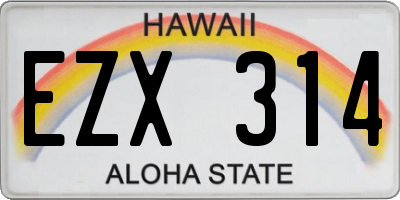 HI license plate EZX314