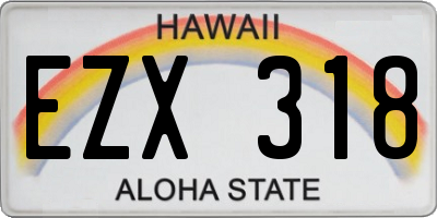 HI license plate EZX318
