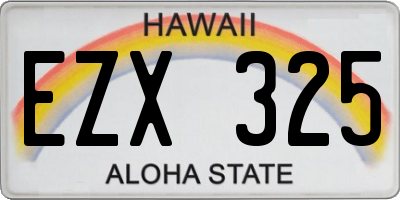 HI license plate EZX325