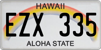 HI license plate EZX335