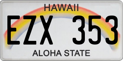 HI license plate EZX353