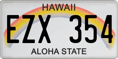 HI license plate EZX354