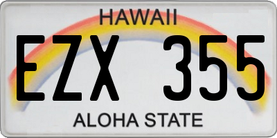 HI license plate EZX355