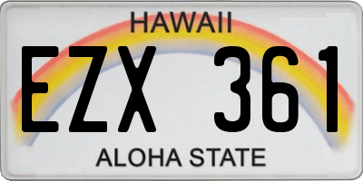 HI license plate EZX361