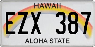 HI license plate EZX387