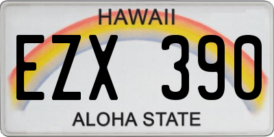 HI license plate EZX390
