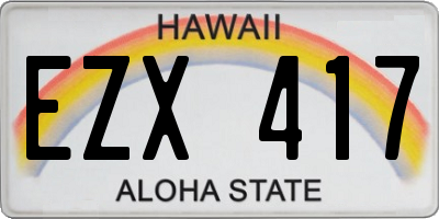 HI license plate EZX417